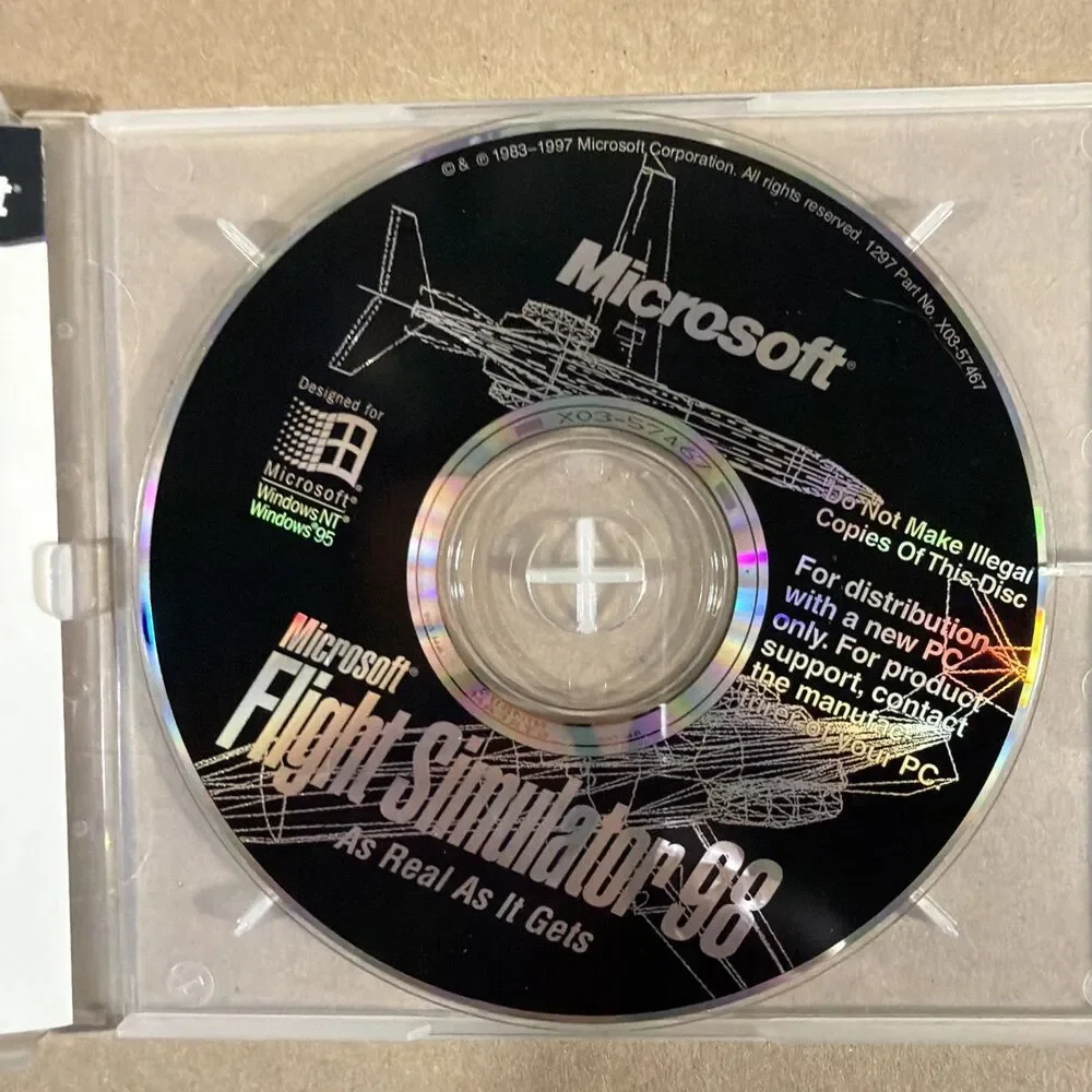 Microsoft Flight Simulator 98 PC Game 1997 Vintage Windows 95 Big Box Complete